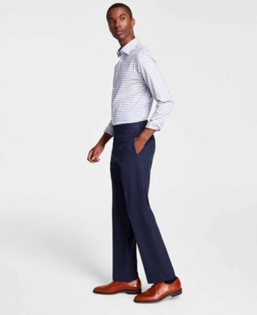 Michael Kors Classic Fit Fall Pattern Pants Men's 38x34 Blue Zip Hook & Bar